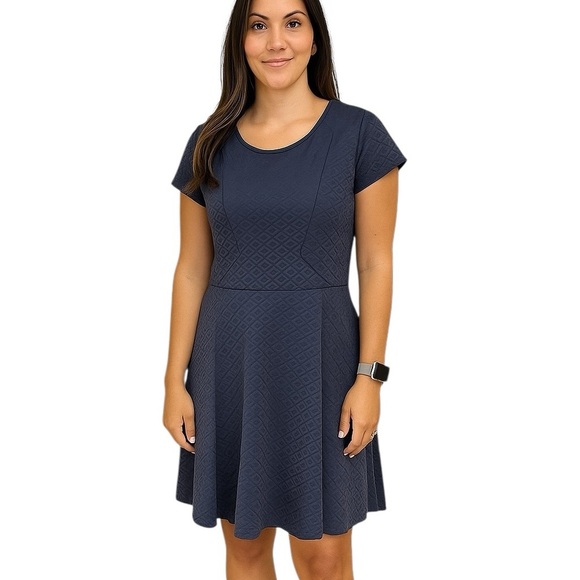 Maurices Large Gray Fit & Flare Knee Length Dress Casual Office Neutral - Picture 1 of 9